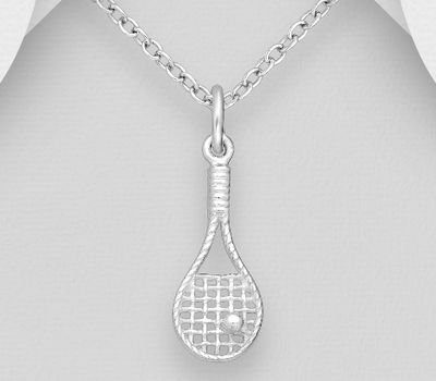 925 Sterling Silver Tennis Racket Pendant