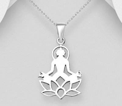 925 Sterling Silver Chakra and Lotus Pendant