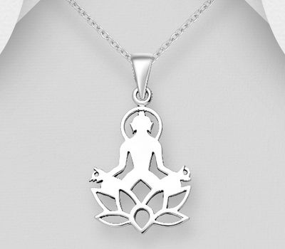 Şəkli böyütmək üçün tiklayın 925 Sterling Silver Chakra and Lotus Pendant