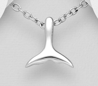 925 Sterling Silver Whale Tail Pendant