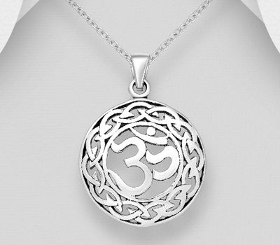 Şəkli böyütmək üçün tiklayın 925 Sterling Silver Celtic & Hindu Mantra