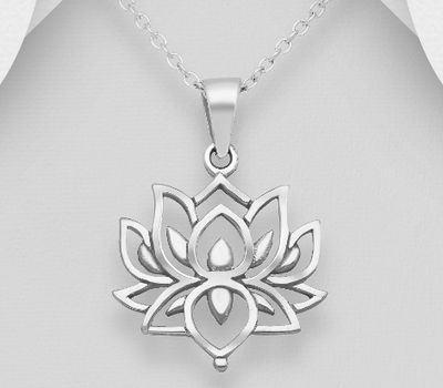 Şəkli böyütmək üçün tiklayın 925 Sterling Silver Oxidized Lotus Pendant