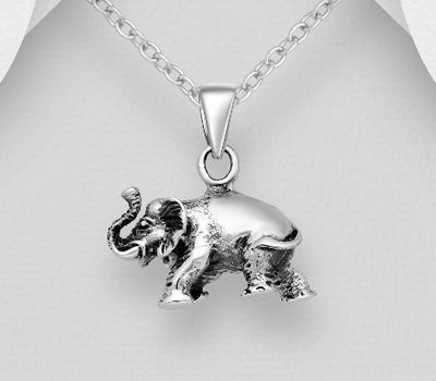 Şəkli böyütmək üçün tiklayın 925 Sterling Silver OxidizedElephant Pendant
