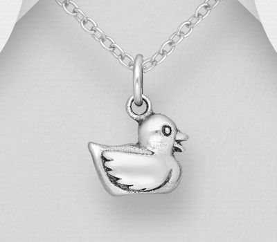 925 Sterling Silver Oxidized Duck Pendant