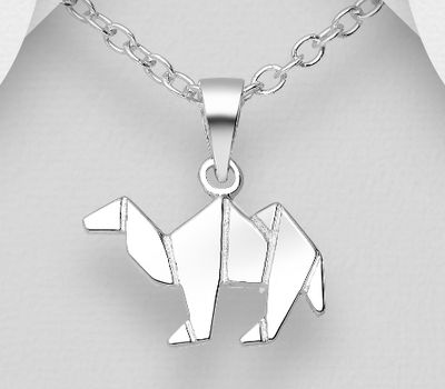 925 Sterling Silver Origami Camel Pendant