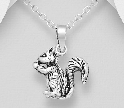 Şəkli böyütmək üçün tiklayın 925 Sterling Silver Oxidized Squirrel Pendant