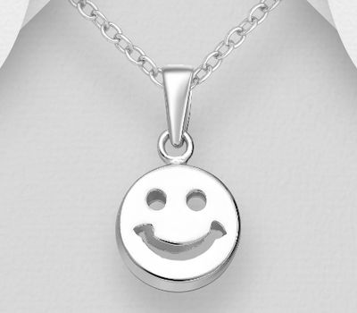 925 Sterling Silver Smiley Pendant