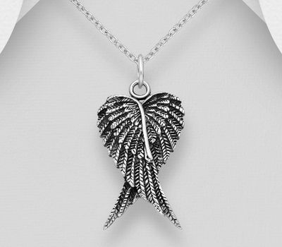 925 Sterling Silver Oxidized Wings Pendant