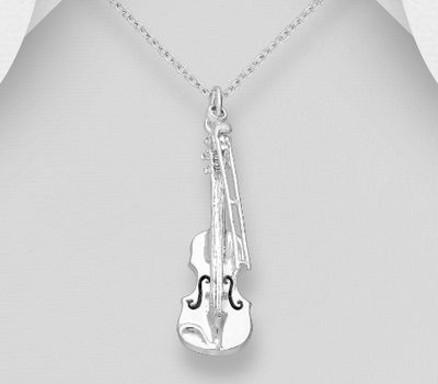 925 Sterling Silver Violin Pendant