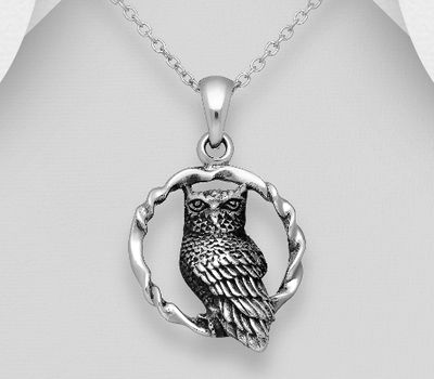 925 Sterling Silver Owl Pendant