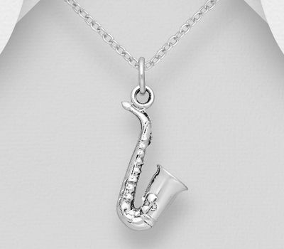925 Sterling Silver Saxophone Pendant