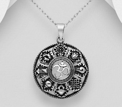 Şəkli böyütmək üçün tiklayın 925 Sterling Silver Hindu Mantra Om Pendant