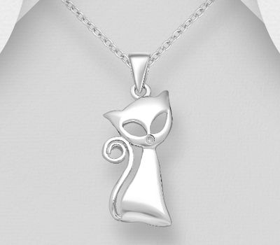 925 Sterling Silver Cat Pendant