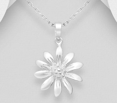 925 Sterling Silver Flower with Pollen Pendant
