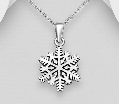 925 Sterling Silver Oxidized Snowflake Pendant