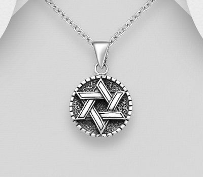 925 Sterling Silver Oxidized Star of David Pendant