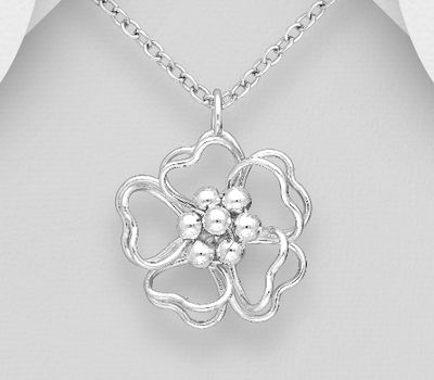 Şəkli böyütmək üçün tiklayın 925 Sterling Silver Flower Pendant