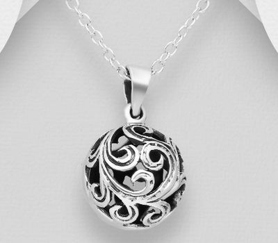 Şəkli böyütmək üçün tiklayın 925 Sterling Silver Oxidized Swirl Pendant