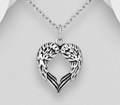 925 Sterling Silver Oxidized Wings Pendant