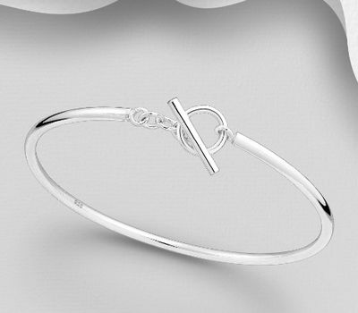 925 Sterling Silver Toggle Clasp Bangle