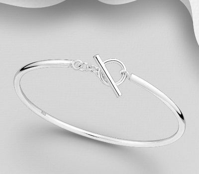 Şəkli böyütmək üçün tiklayın 925 Sterling Silver Toggle Clasp Bangle