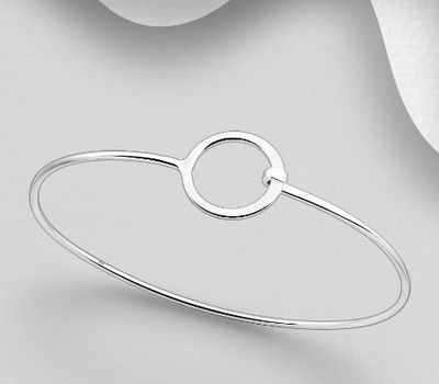 Şəkli böyütmək üçün tiklayın 925 Sterling Silver Circle Bangle