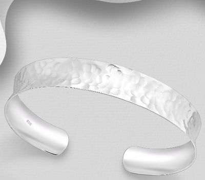 Şəkli böyütmək üçün tiklayın 925 Sterling Silver Hammered Cuff Bracelet