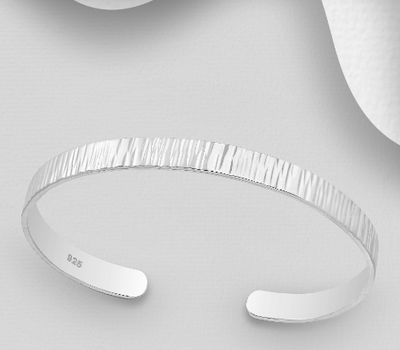 Şəkli böyütmək üçün tiklayın 925 Sterling Silver Textured Cuff Bracelet