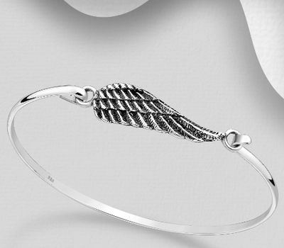 925 Sterling Silver Wing Bangle