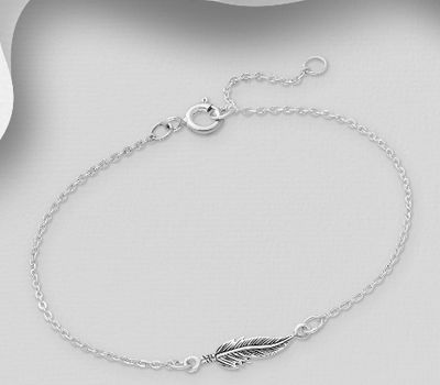 925 Sterling Silver Feather Bracelet