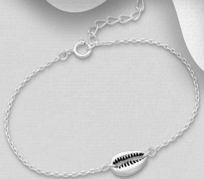 925 Sterling Silver Oxizdied Shell Bracelet