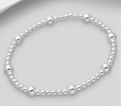 925 Sterling Silver Elastic Ball Bracelet