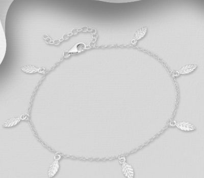Şəkli böyütmək üçün tiklayın 925 Sterling Silver Leaf Bracelet