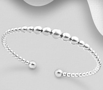 Şəkli böyütmək üçün tiklayın 925 Sterling Silver Ball Cuff Bracelet