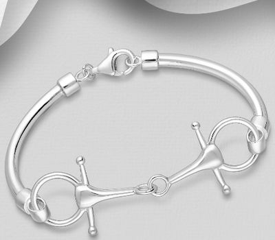 Şəkli böyütmək üçün tiklayın 925 Sterling Silver Horse Snaffle Bracelet