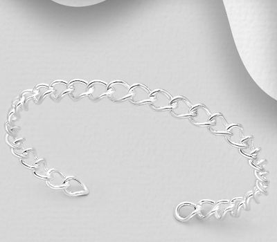 Şəkli böyütmək üçün tiklayın 925 Sterling Silver Links Cuff Bracelet