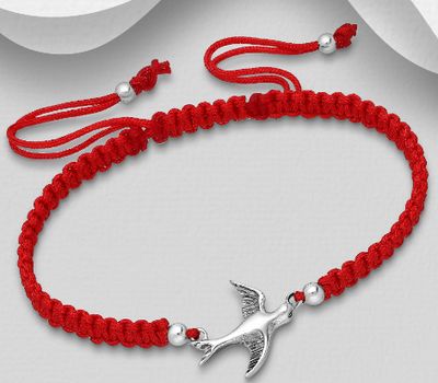 925 Sterling Silver Bird with Adjustable Thread Bracelet