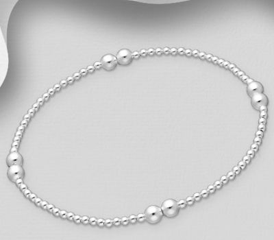 925 Sterling Silver Elastic Ball Bracelet