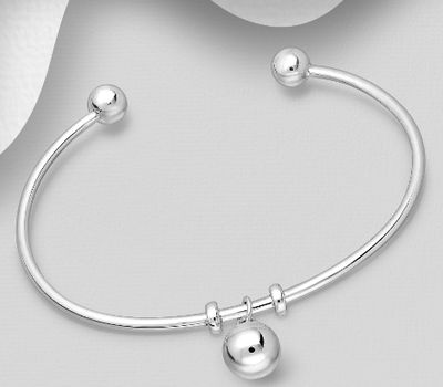 925 Sterling Silver Ball Cuff Bracelet