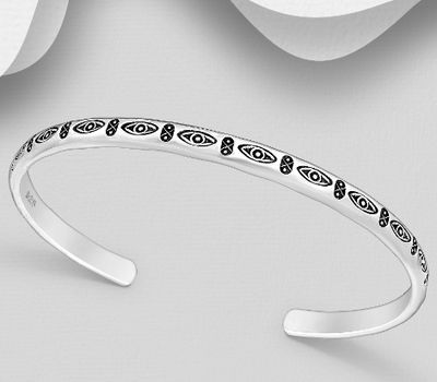 Şəkli böyütmək üçün tiklayın 925 Sterling Silver Oxidized Pattern Cuff Bracelet