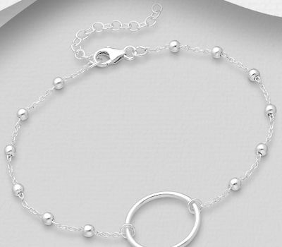 925 Sterling Silver Ball and Circle Bracelet