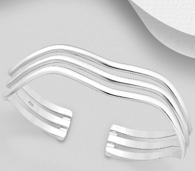 925 Sterling Silver Abstract Cuff Bracelet