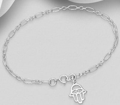 Şəkli böyütmək üçün tiklayın 925 Sterling Silver Hamsa Bracelet