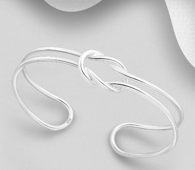Şəkli böyütmək üçün tiklayın 925 Sterling Silver Knot Cuff Bracelet