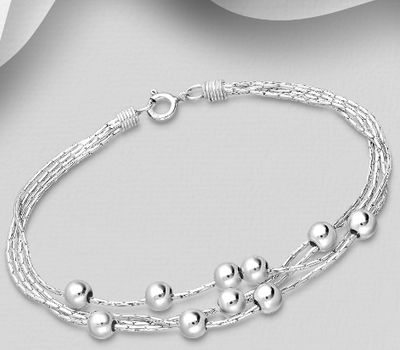 Şəkli böyütmək üçün tiklayın 925 Sterling Silver Ball Multi Chain Bracelet