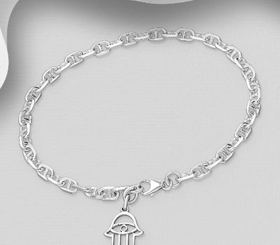 Şəkli böyütmək üçün tiklayın 925 Sterling Silver Hamsa Bracelet