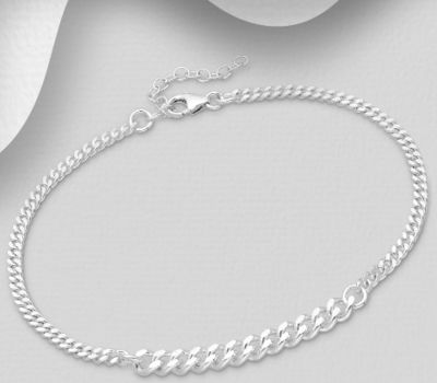 Şəkli böyütmək üçün tiklayın 925 Sterling Silver Curb Bracelet