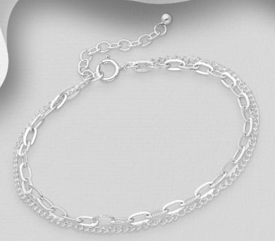 Şəkli böyütmək üçün tiklayın 925 Sterling Silver Layered Bracelet