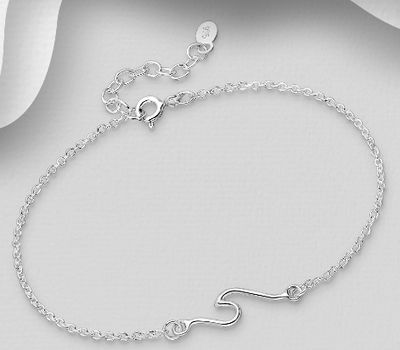 Şəkli böyütmək üçün tiklayın 925 Sterling Silver Wave Bracelet