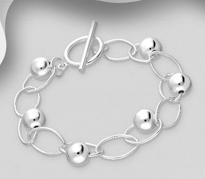 Şəkli böyütmək üçün tiklayın 925 Sterling Silver Bracelet With Ball Beads
